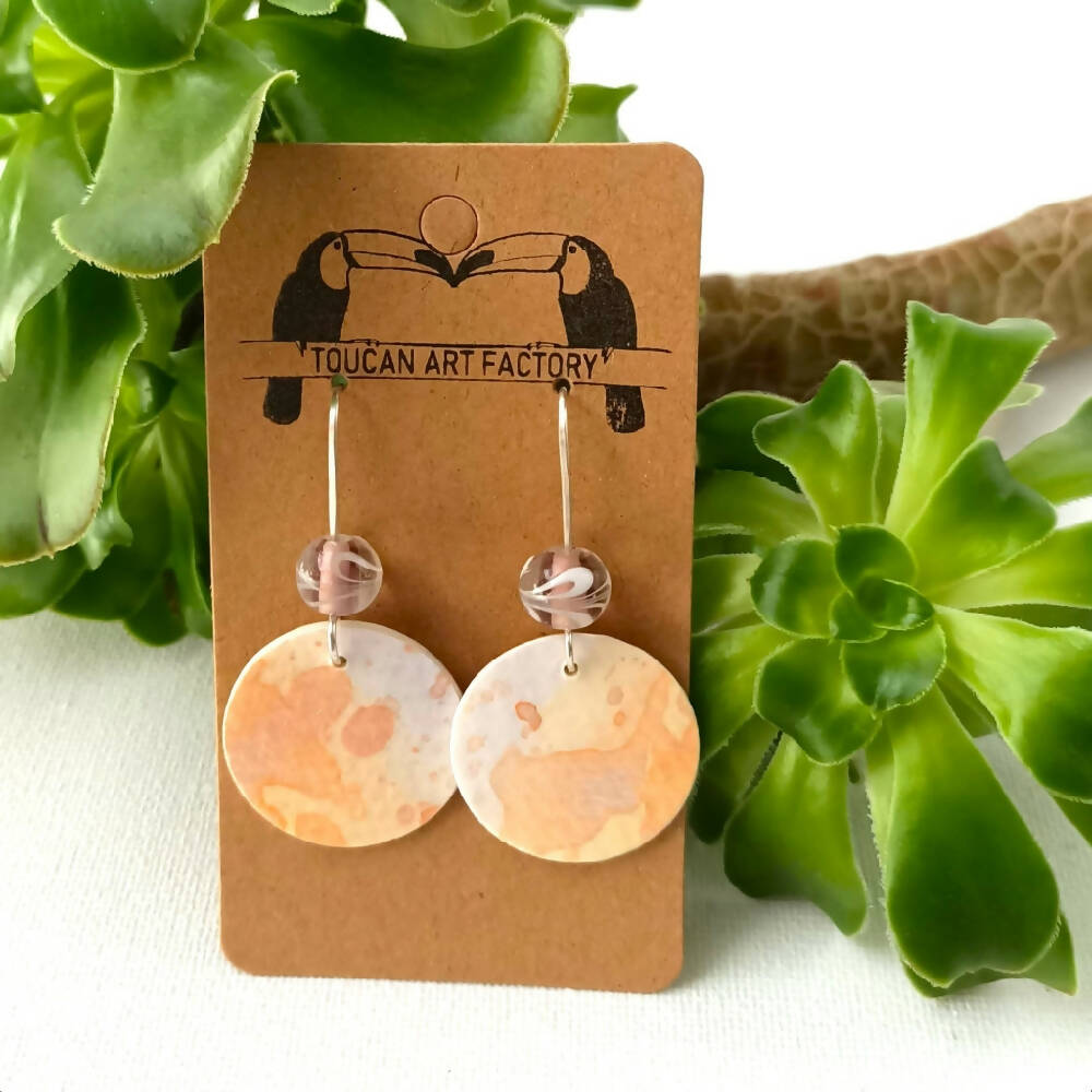 Hand Painted Watercolour Dangle Earrings - sterling silver & paper