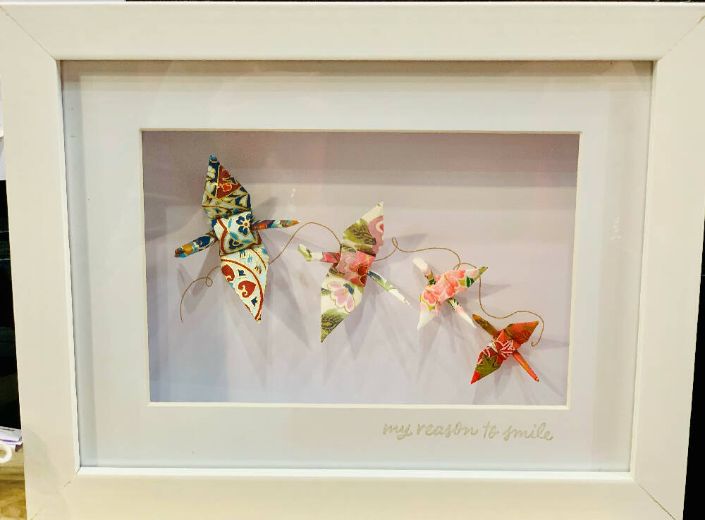 Origami cranes - Frame Family of 4