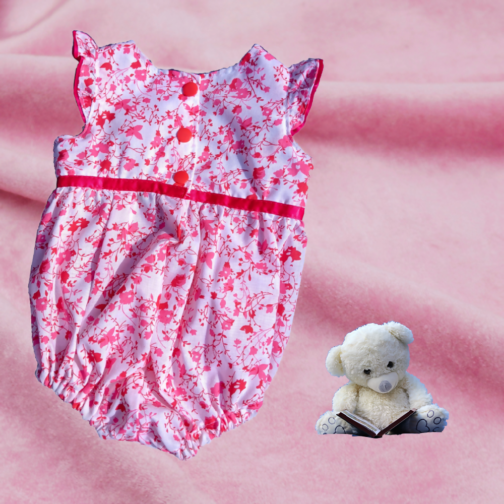 Baby Girls Summer Romper, Pink Floral, Size 00