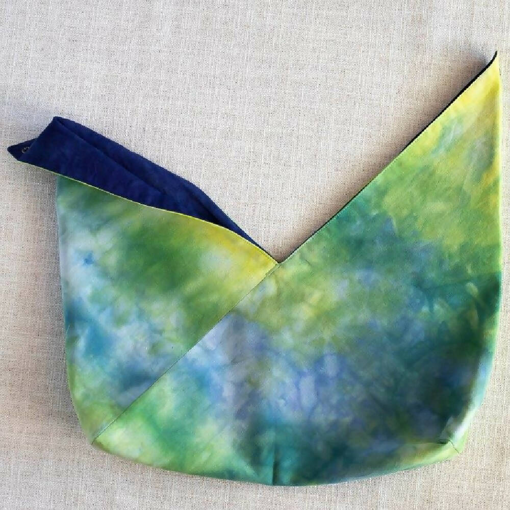 Ice Dyed Japanese style Bento Bag/Origami Bag, Green