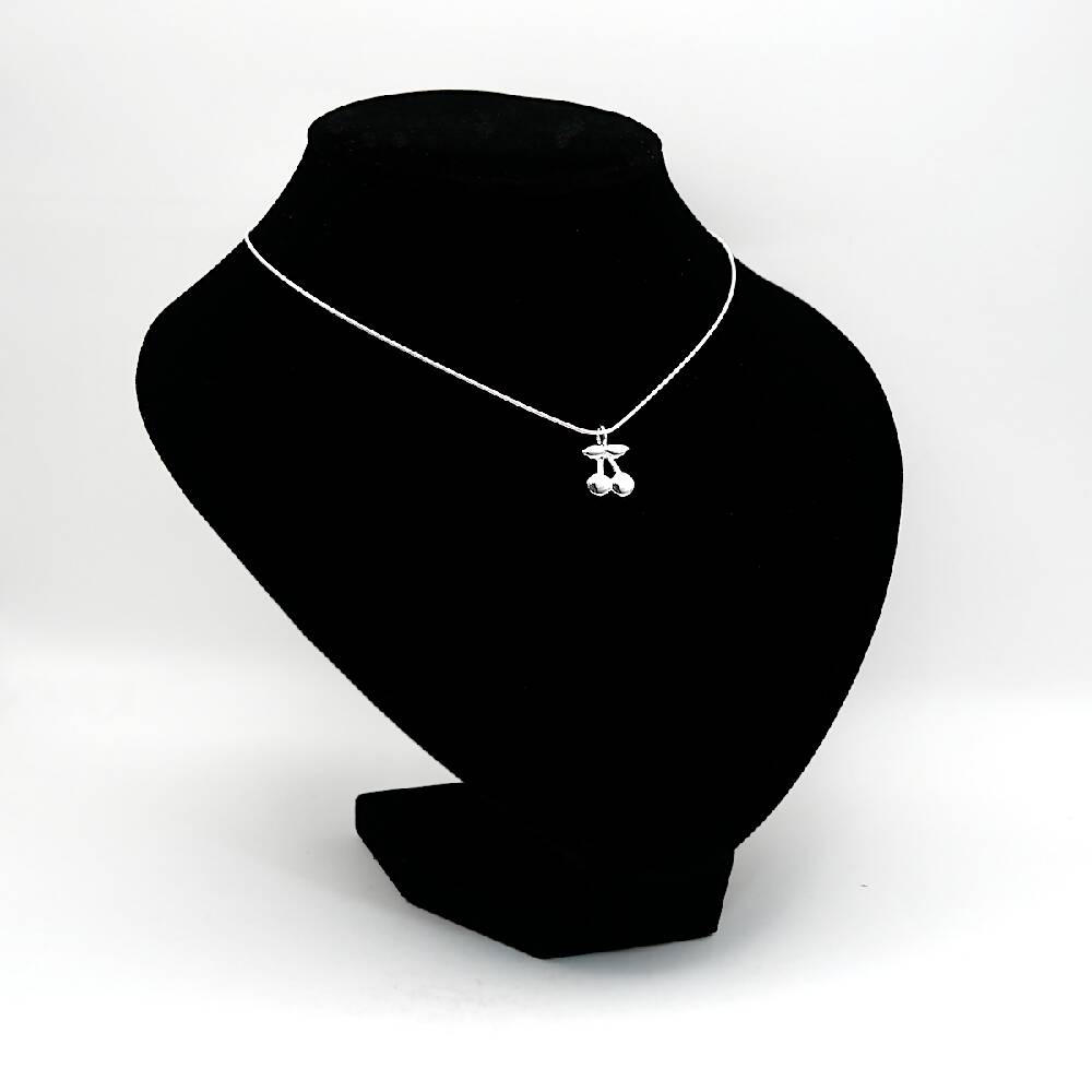 cherries silver cherry pendant bust sml