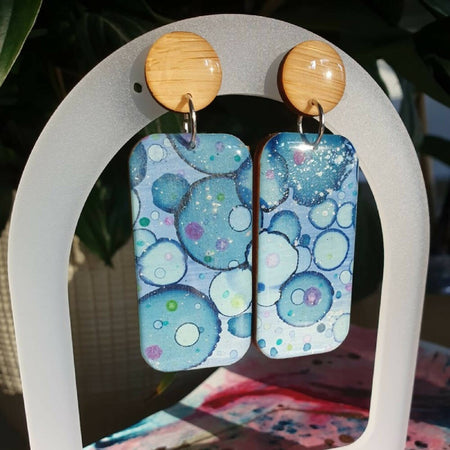 Blue Confetti Collection | Resin statement dangle earrings | Blue