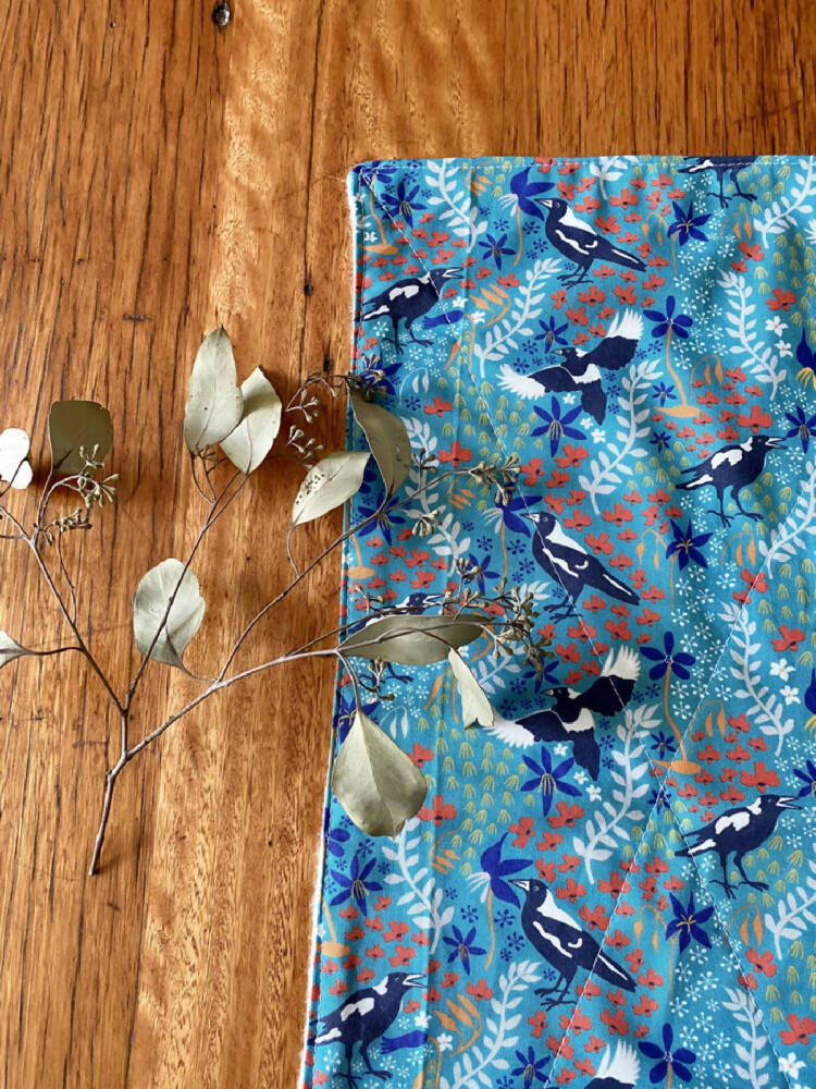 burp cloth - Australian magpies green / organic cotton hemp / eco friendly
