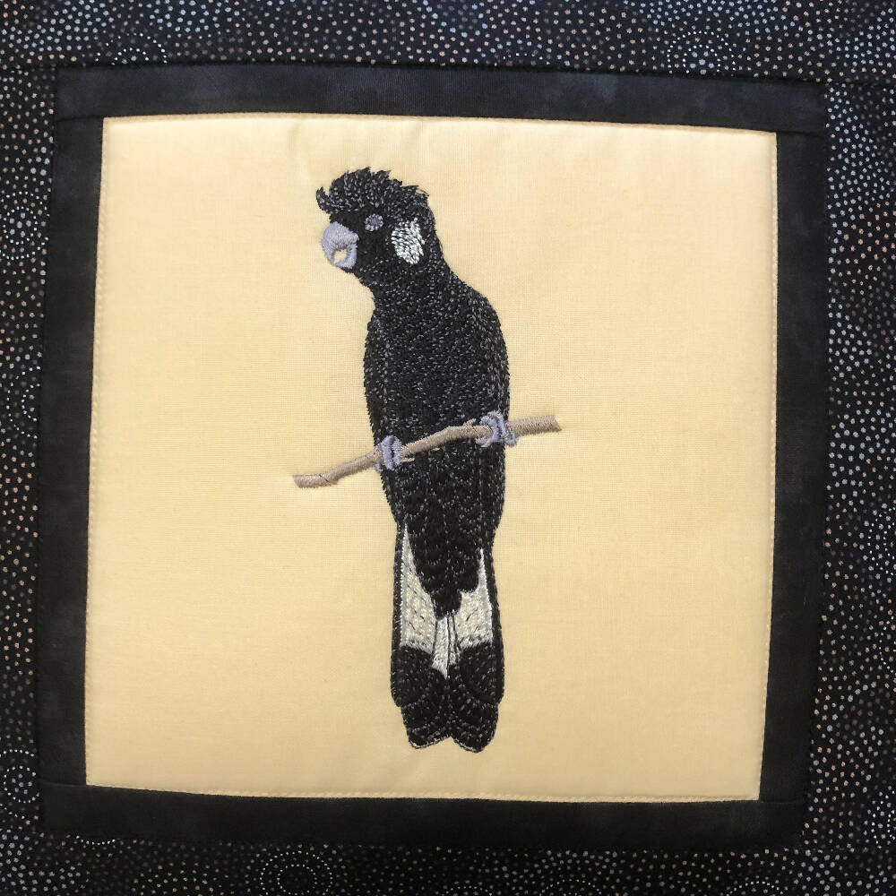 handmade Australian native quilted - carnaby's black cockatoo
