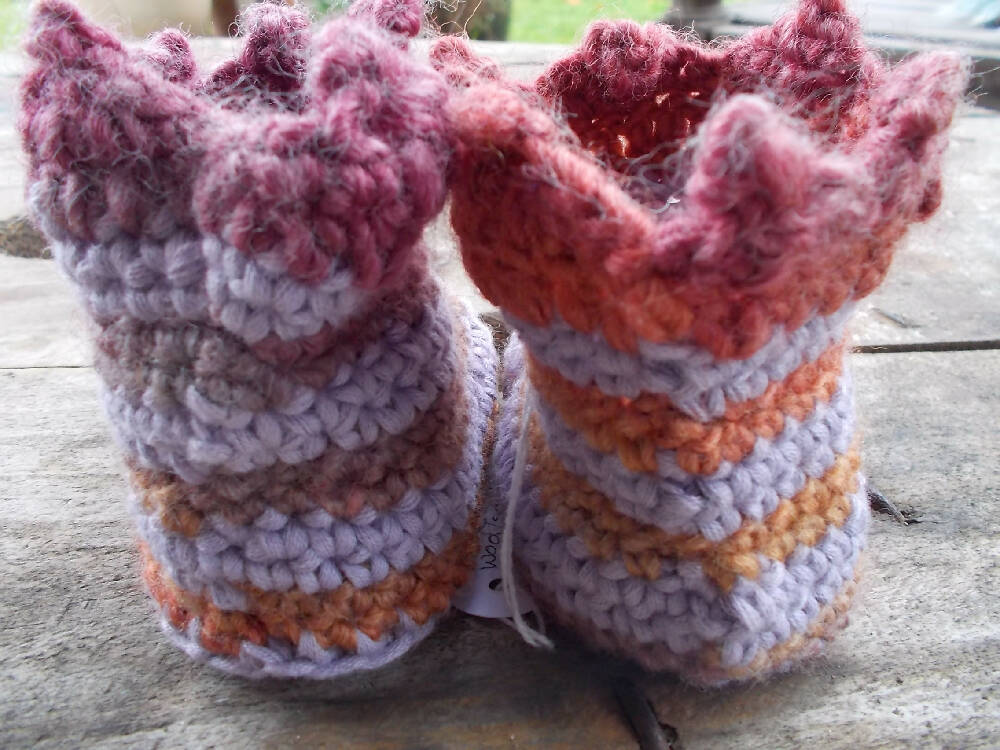 crochet baby boots made from wool, soy and bamboo yarns On Sale!!!