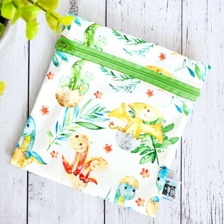 Reusable Waterproof Zip Bag, Petite - Baby Dinosaurs