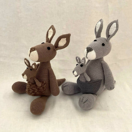 Australian Crochet Soft Toy Kangaroo and Joey