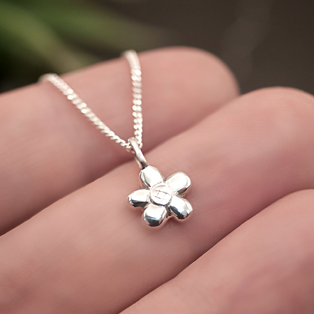Tiny Flower - Handmade Sterling Silver Flower Pendant with Fine Chain
