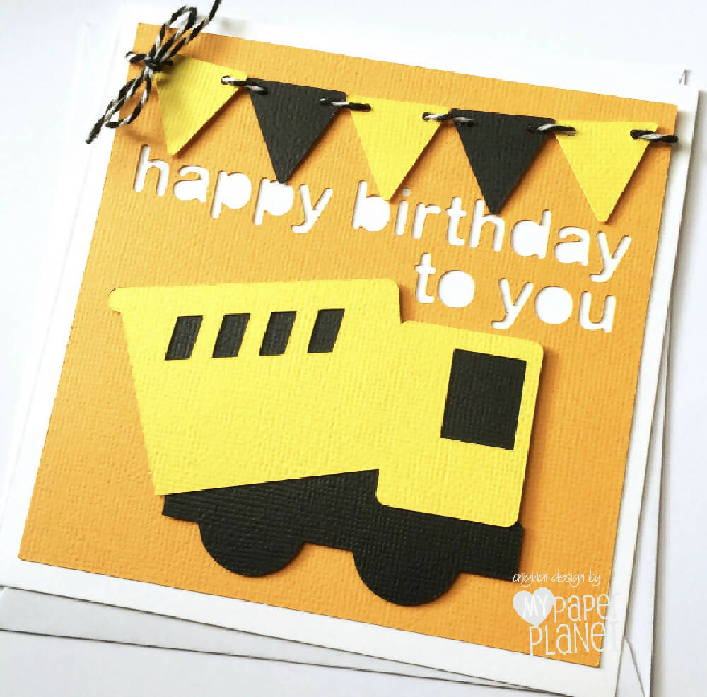 Little Construction Truck or Digger, Happy birthday card.