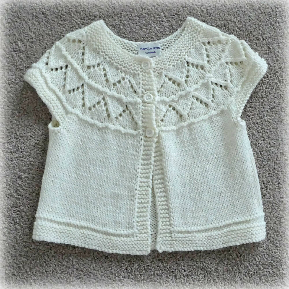 Special occasion cardigans. Wedding, baptism. Lace yoke, Free Post