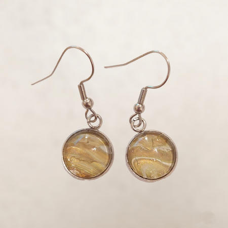 Golden Acrylic Pour Stainless Steel Earrings