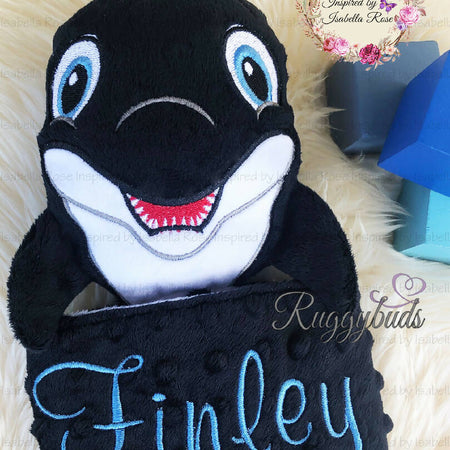 Baby comforter, Embroidered name, Whale themed Ruggybud, Made to order
