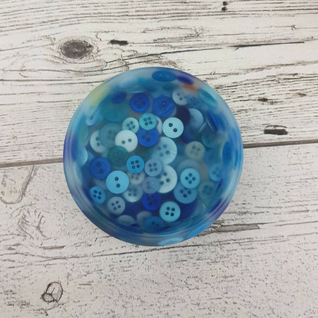 Button Bowl for Trinkets - Resin & Buttons - BLUE