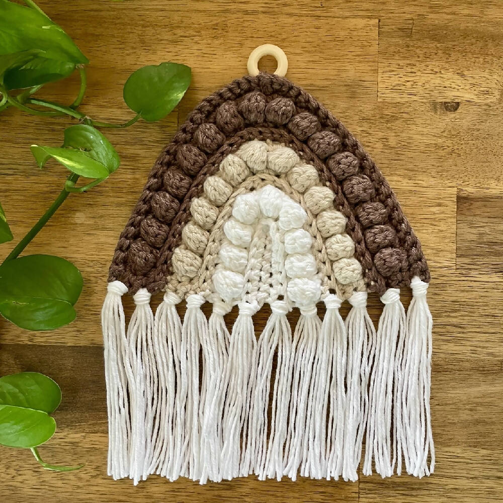 Crochet Rainbow Wall Hanging - Blue, Green & Natural