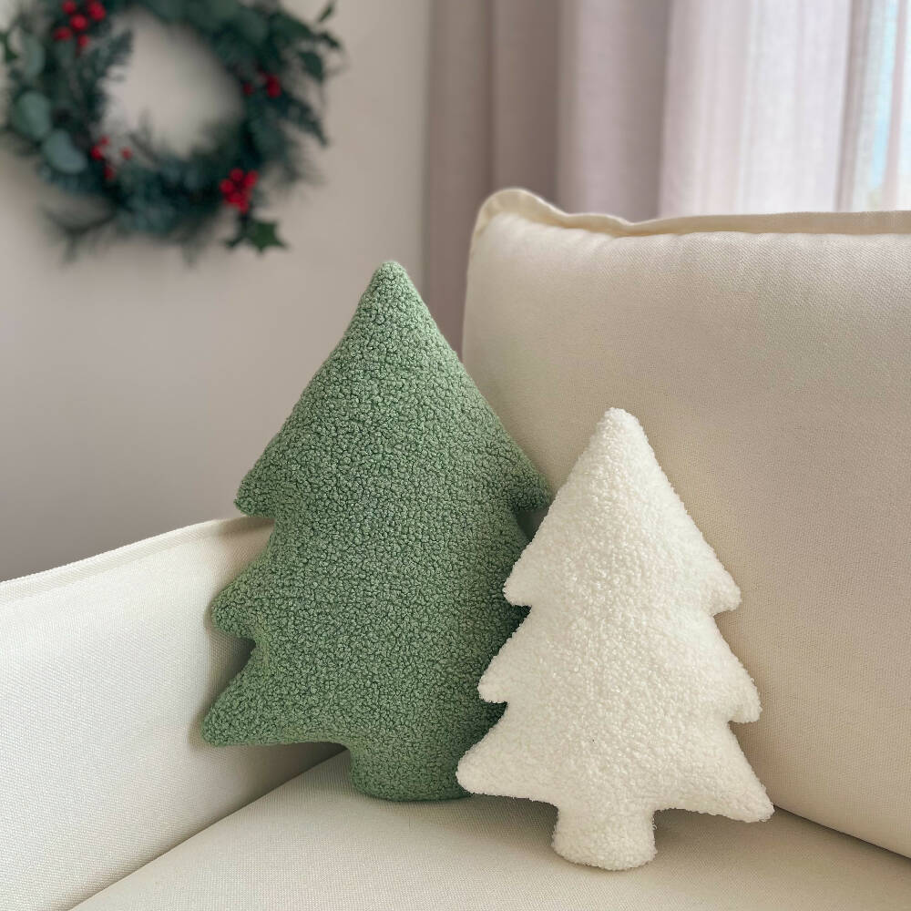 Green Christmas Tree Cushion Decorative
