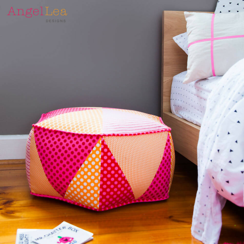 Hexagon Pouf HARD COPY Paper Sewing Pattern Triangle Patchwork Ottoman