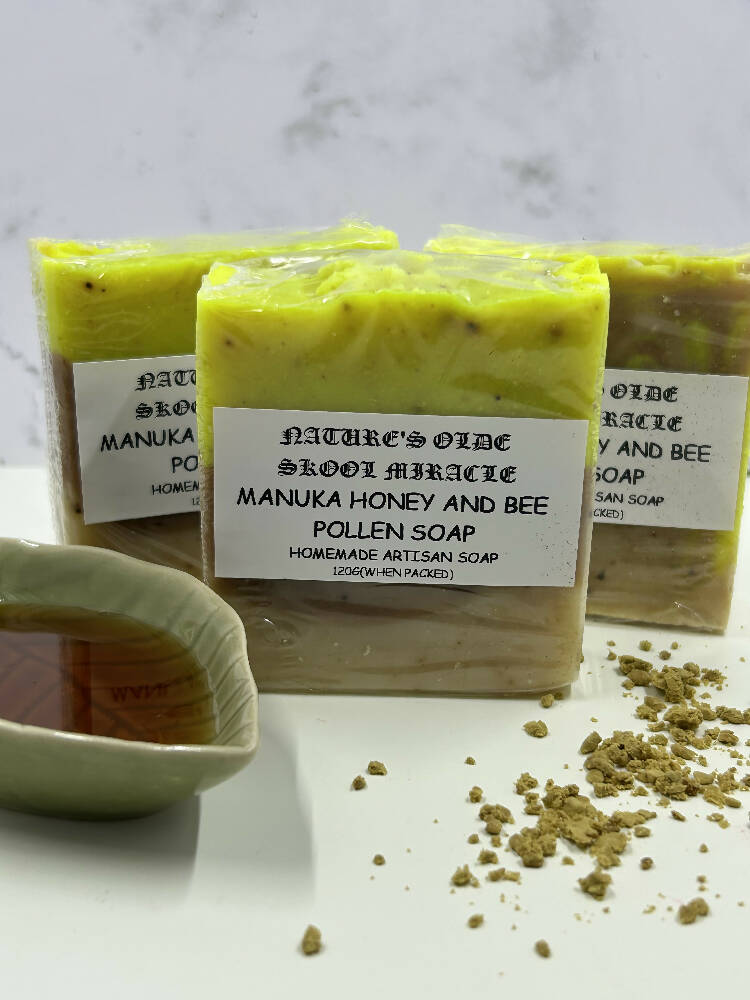 Manuka honey and bee pollen soap
