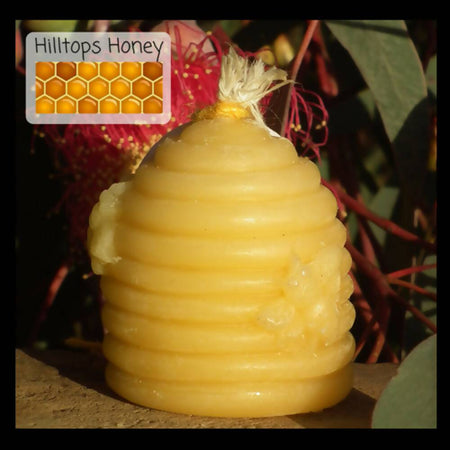 Pure Handmade Beeswax Candle - small skep - 100% Australian beeswax - unscented