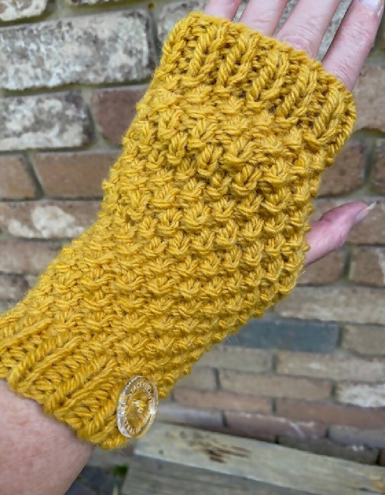 Staceysknitwits Hand Knitted Mustard Alpaca Handwarmers 008