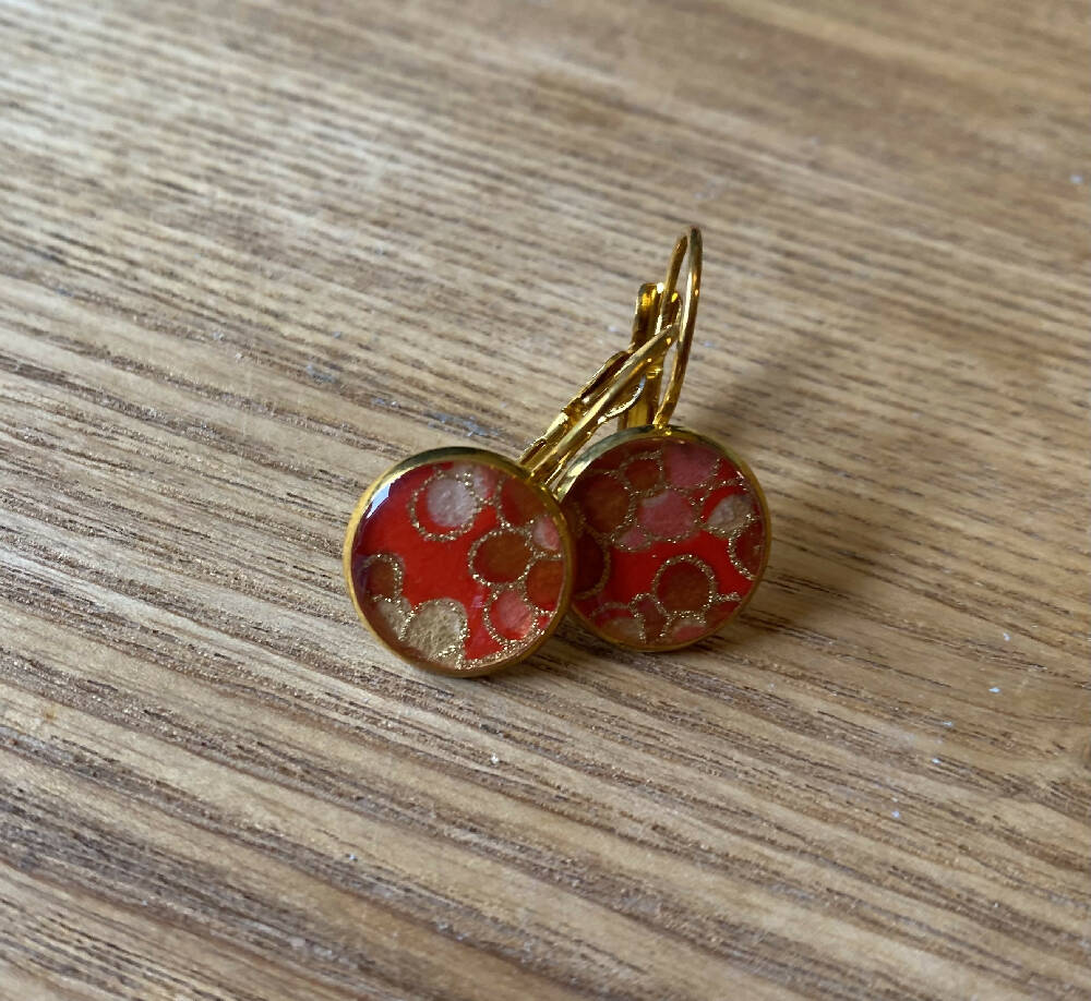 Japanese washi paper Resin earrings