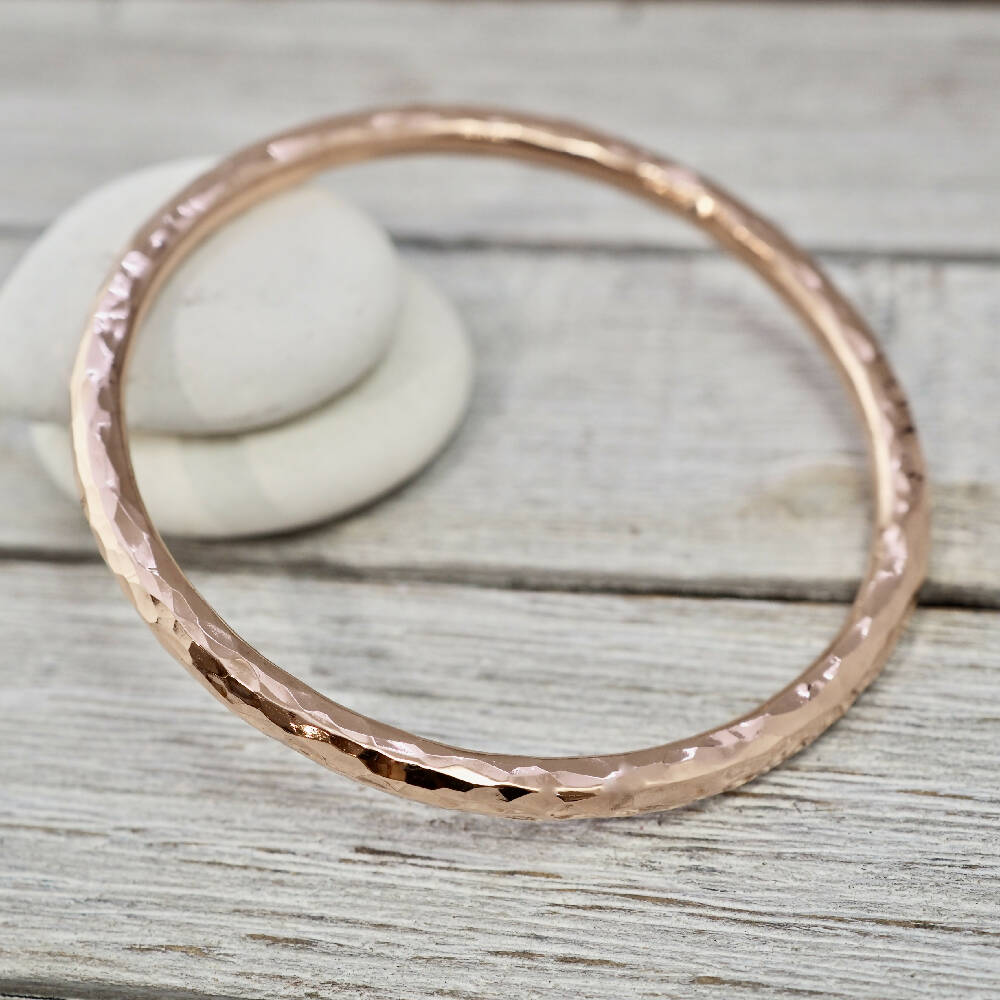 Copper Bangle Material Heavy copper bangle with silver detail | Hammered copper stacking bang