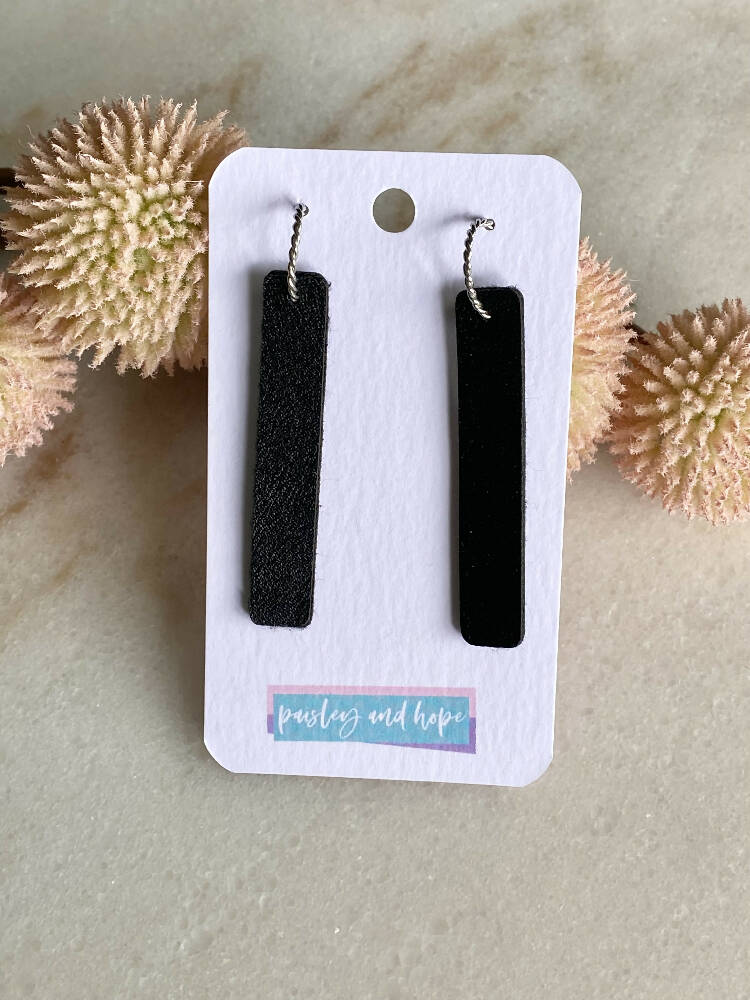 Faux Leather Stick Dangle - Black