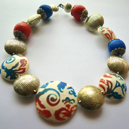 Blue and Red Necklace