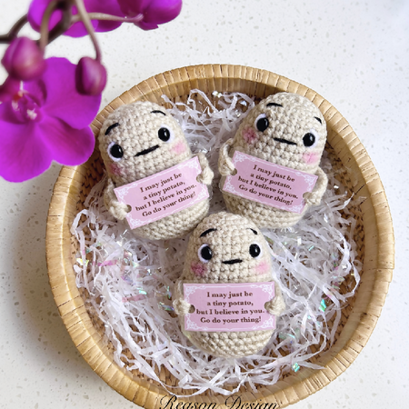 Positive potato plushie crochet gift