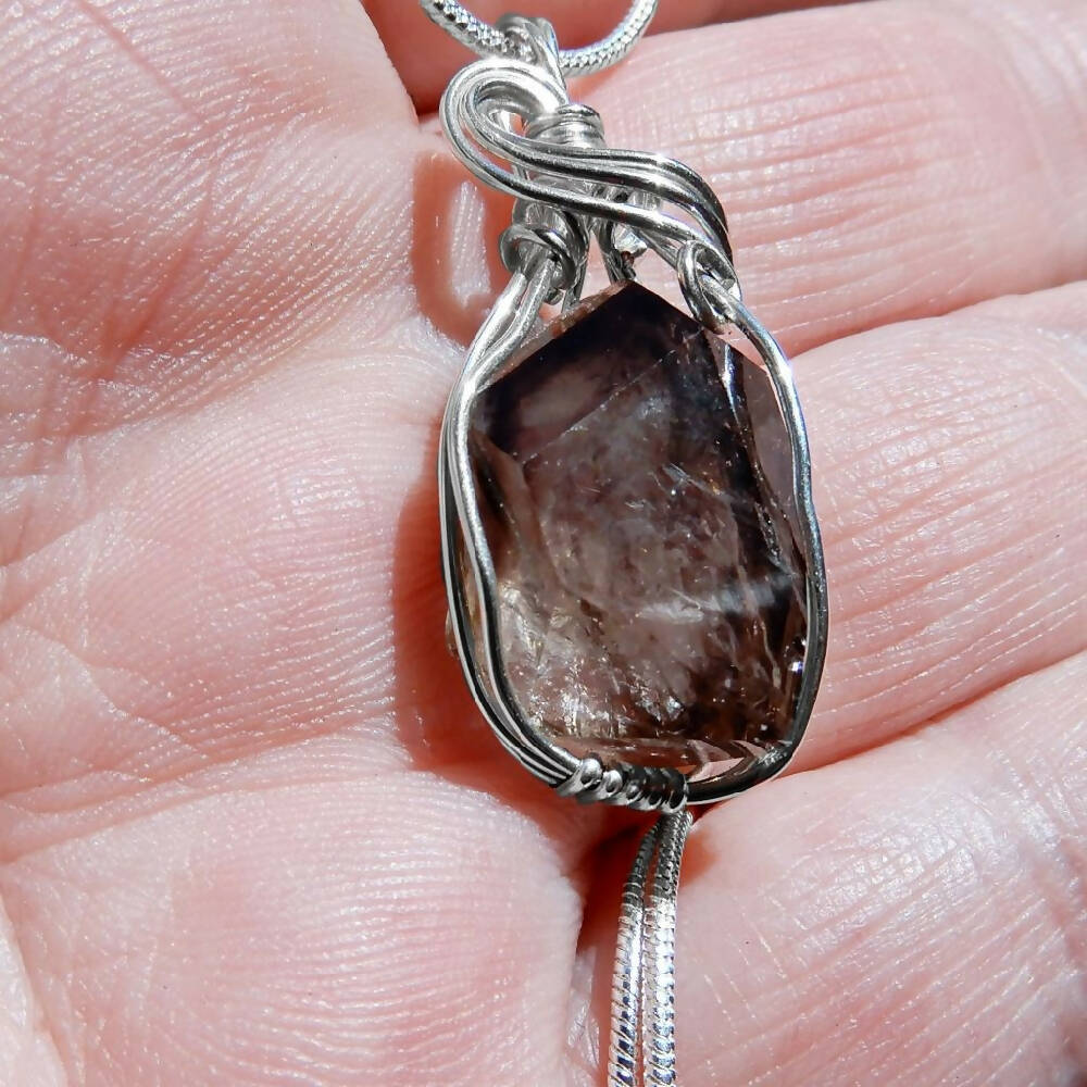 Mooralla Smoky Quartz Sterling wire wrapped crystal pendant