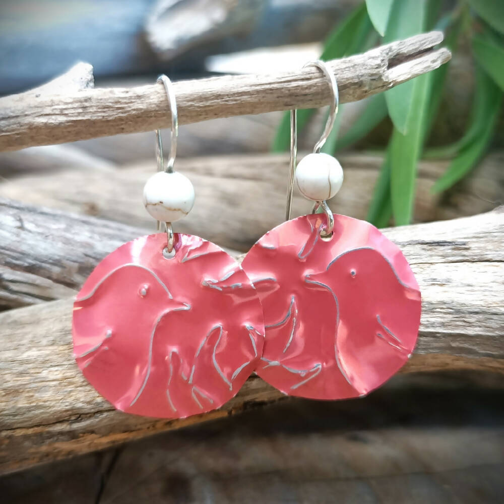 pink little birdy earrings -