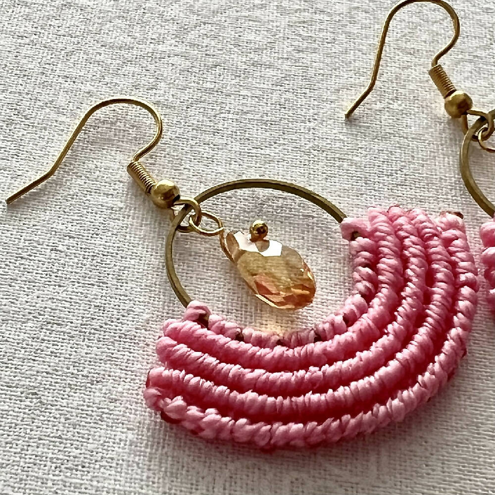 Pink Micro Macrame Earrings