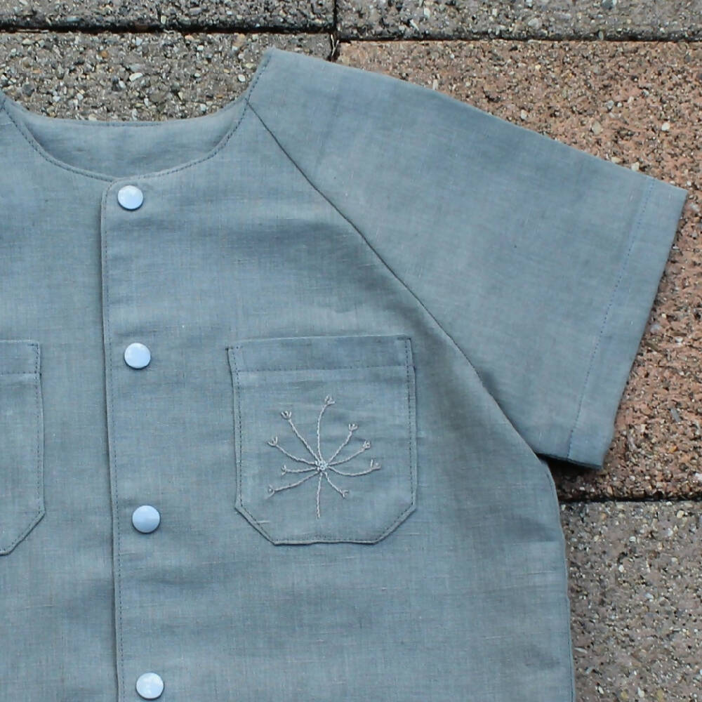 Boy's Summer Shirt - Linen - Size 4 - Hand Embroidery