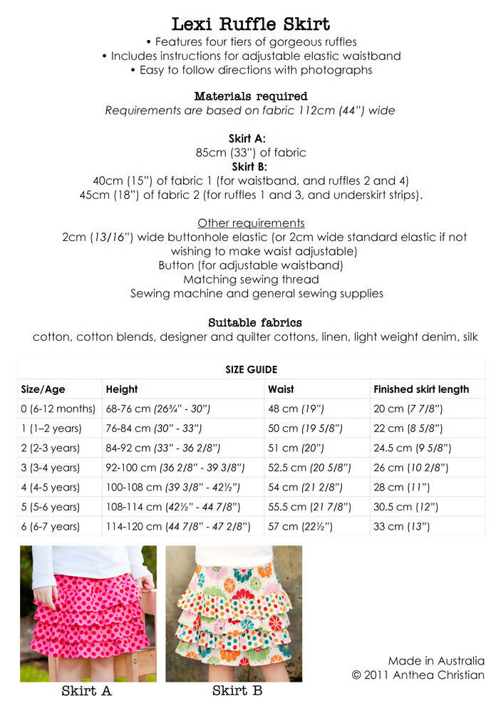 Lexi Ruffle Skirt PDF Sewing Pattern