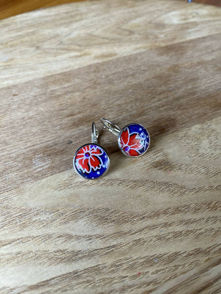Japanese washi paper Resin earrings