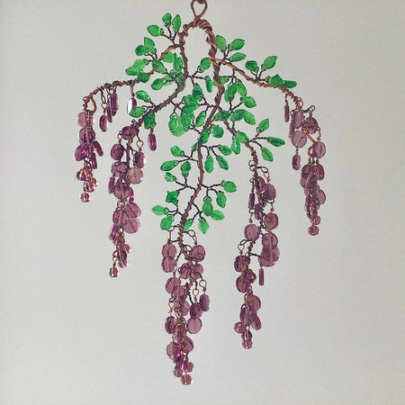 Indoor/Outdoor ‘Wisteria’ Rose Purple Glass Beaded Hanger