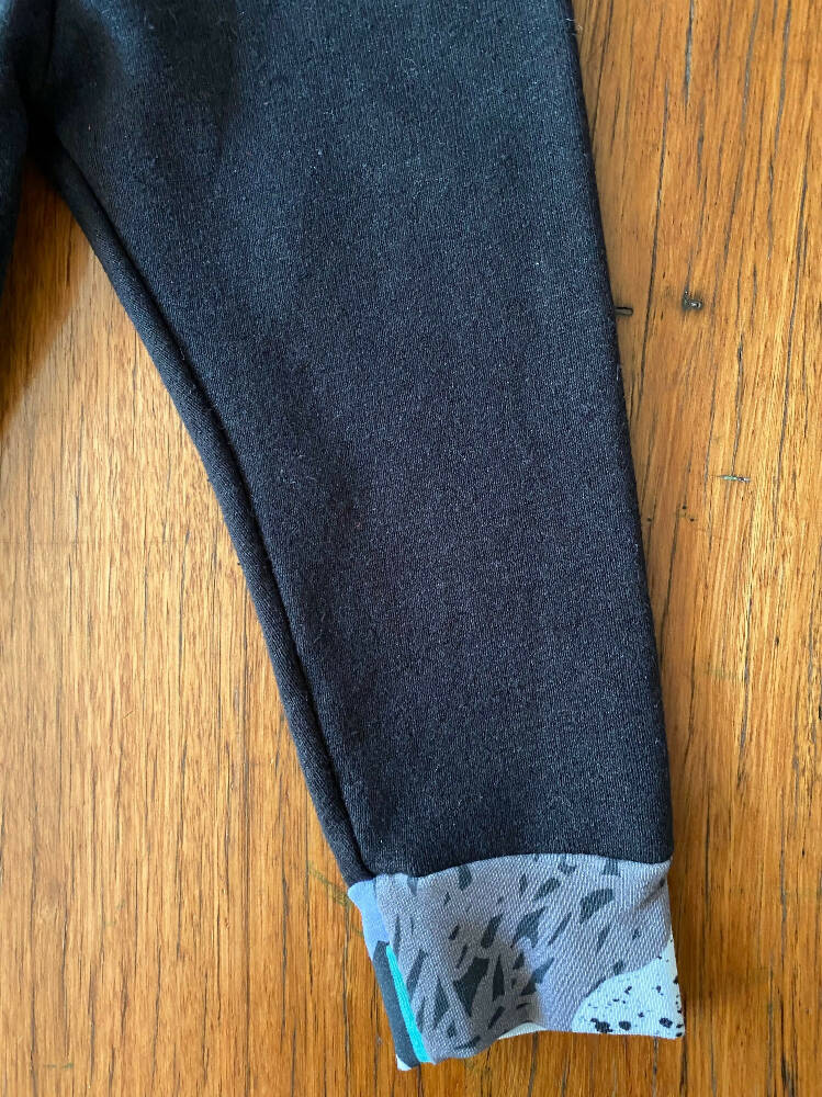 Winter pants - black / organic cotton hemp fleecy pants / 1 - 3 years