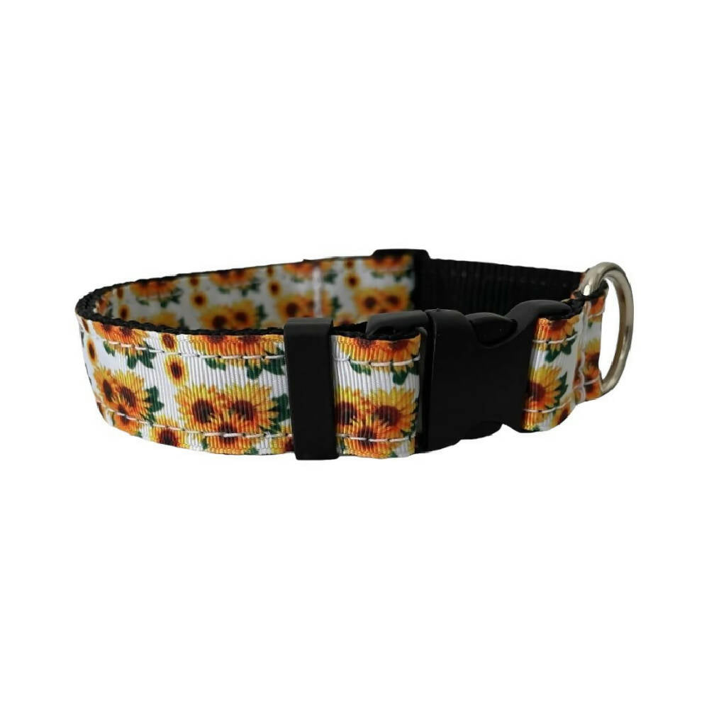 Dog Collar Adjustable 2 Sizes Sunflowers Leopard Aztec