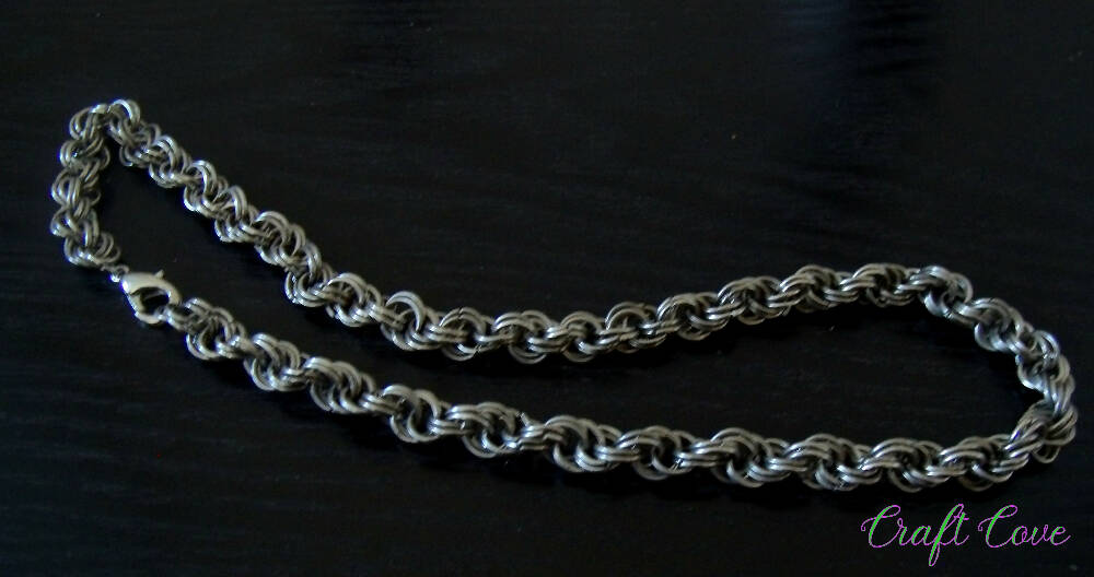 Necklace Chainmail made in double spiral pattern