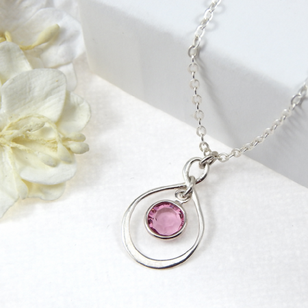 Birthstone Infinity Necklace Sterling Silver -Choose your Birthstone