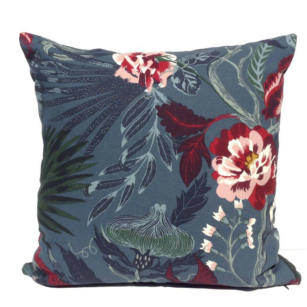 blue floral cushion