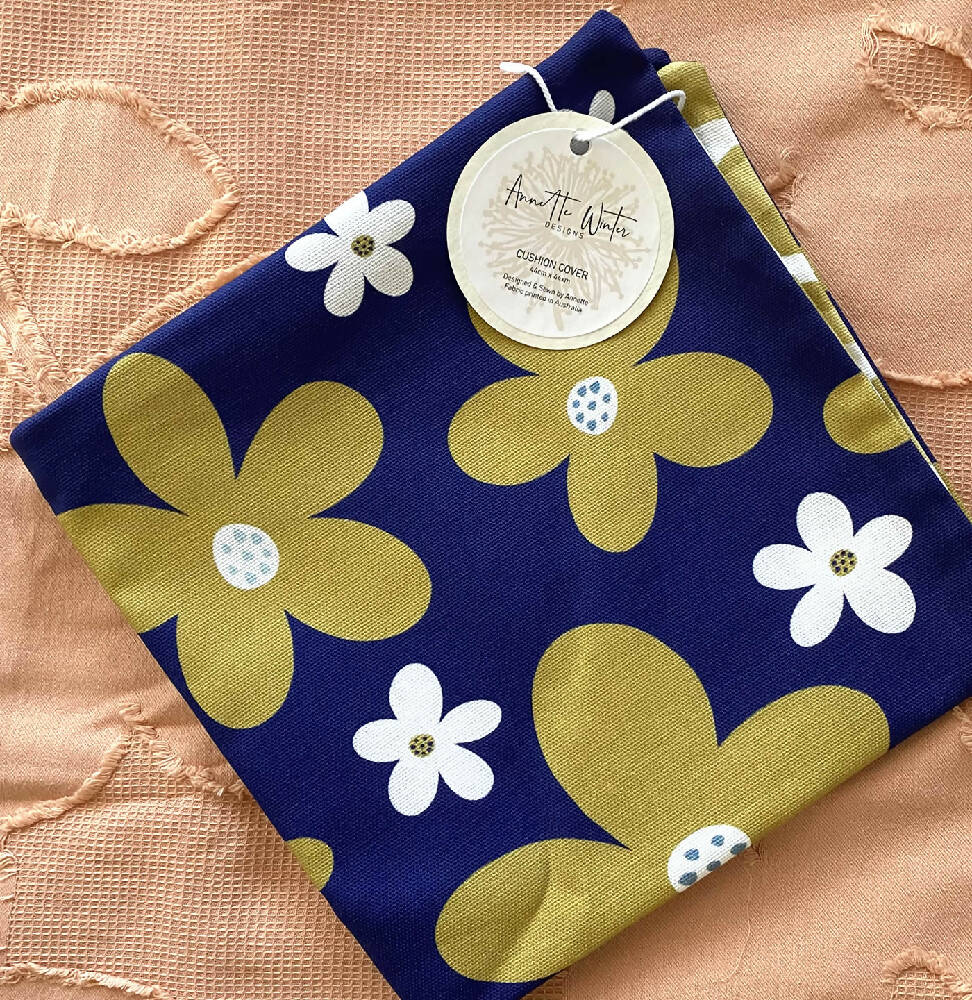 Cushion Cover modern floral in navy and gold