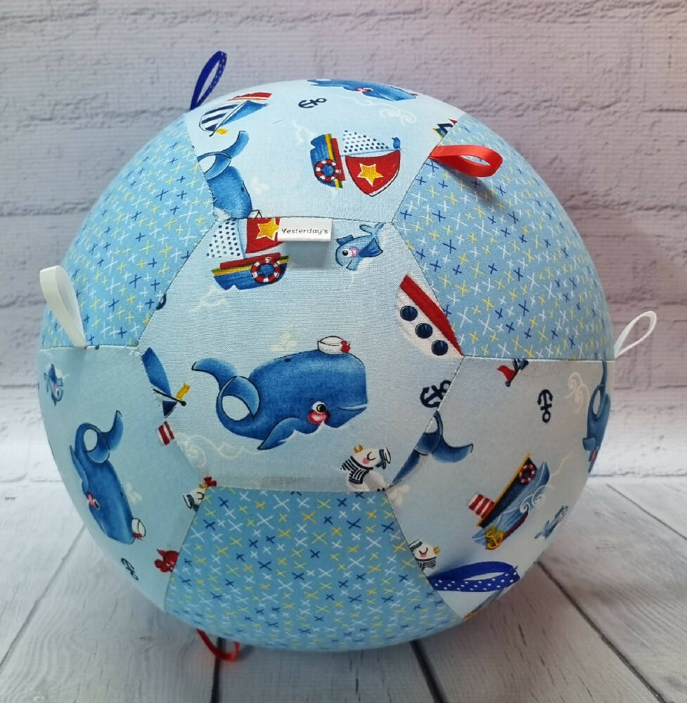 Balloon Ball: Whale of a time with Blue/Yellow: Taggie: two tone