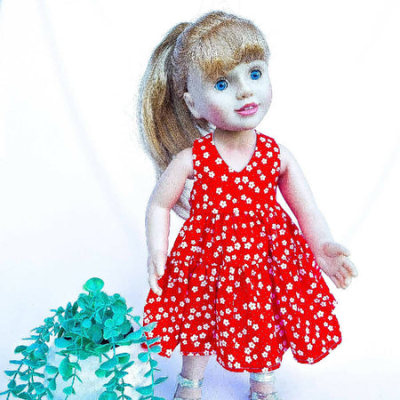Doll Red Floral Halter Neck Sundress