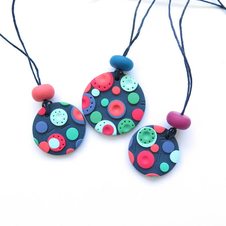 Dots Pendant Polymer Clay Necklace - small