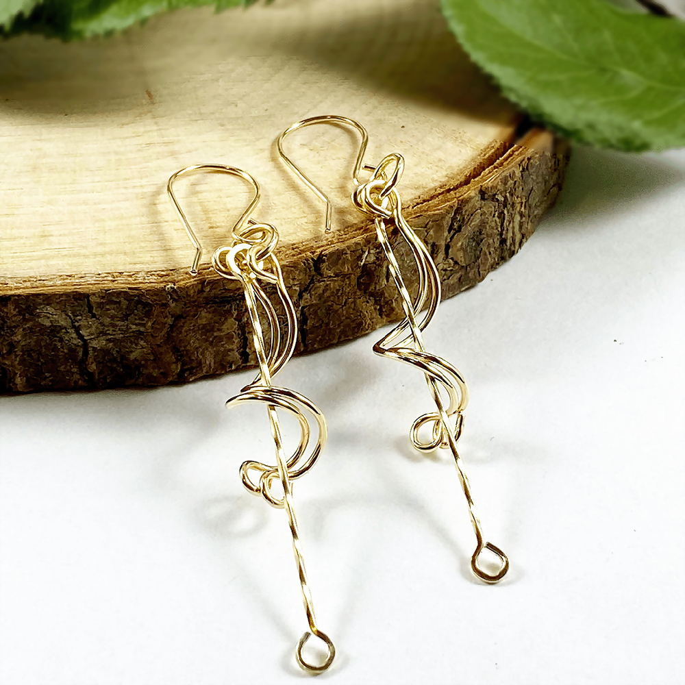 14 K Gold Filled Spiral Twist Dangle Earrings