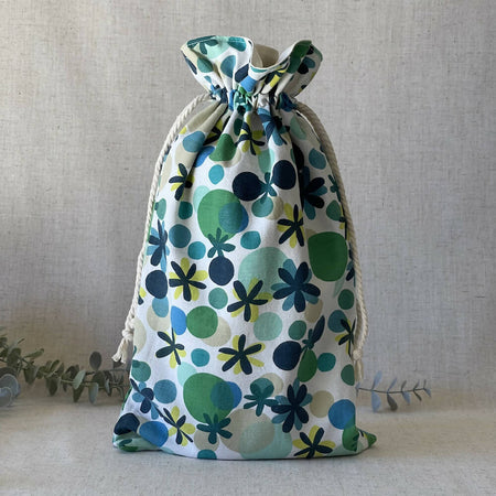Reusable Fabric Gift Bag - Blue and Green
