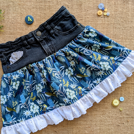 Size 4 girls skirt with Flannel Flowers