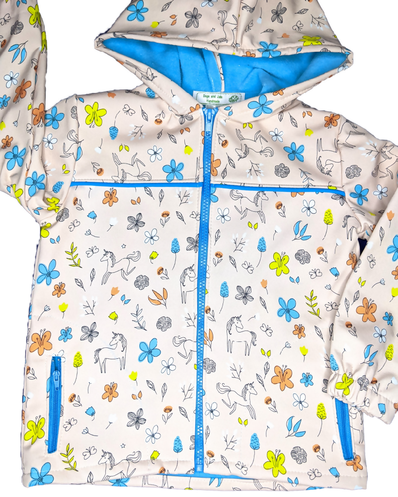 Girls Soft Shell Jacket, Unicorn, Sizes: 5, 6