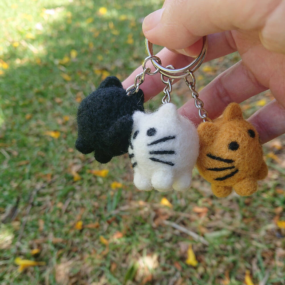 Needle Felted Keychain - Cat - 3 colours available