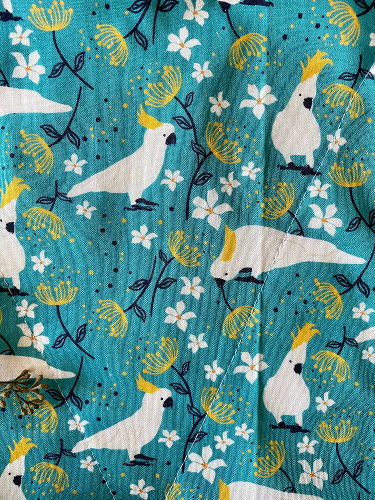 burp cloth - cockatoos turquoise / organic cotton hemp fleece / baby toddler
